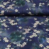 Scuba Crepe Bedrukt Bloemenbos Blauw