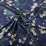 Scuba Crepe Bedruckt Blumenstrauß Blau