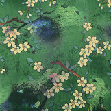 Scuba Crepe Printed Flower Bunch Green