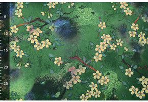 Scuba Crepe Printed Flower Bunch Green