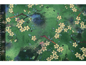 Scuba Crepe Bedruckt Blumenstrauß Grün