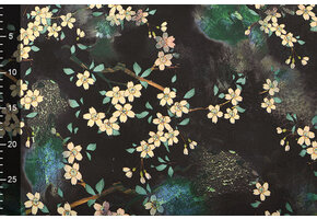 Scuba Crepe Printed Flower Bunch Black