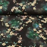 Scuba Crepe Printed Flower Bunch Black