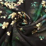 Scuba Crepe Printed Flower Bunch Black
