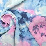 Crinkle Crêpe Bedruckt Watercolor Blau