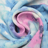 Crinkle Crêpe Printed Watercolor Blue
