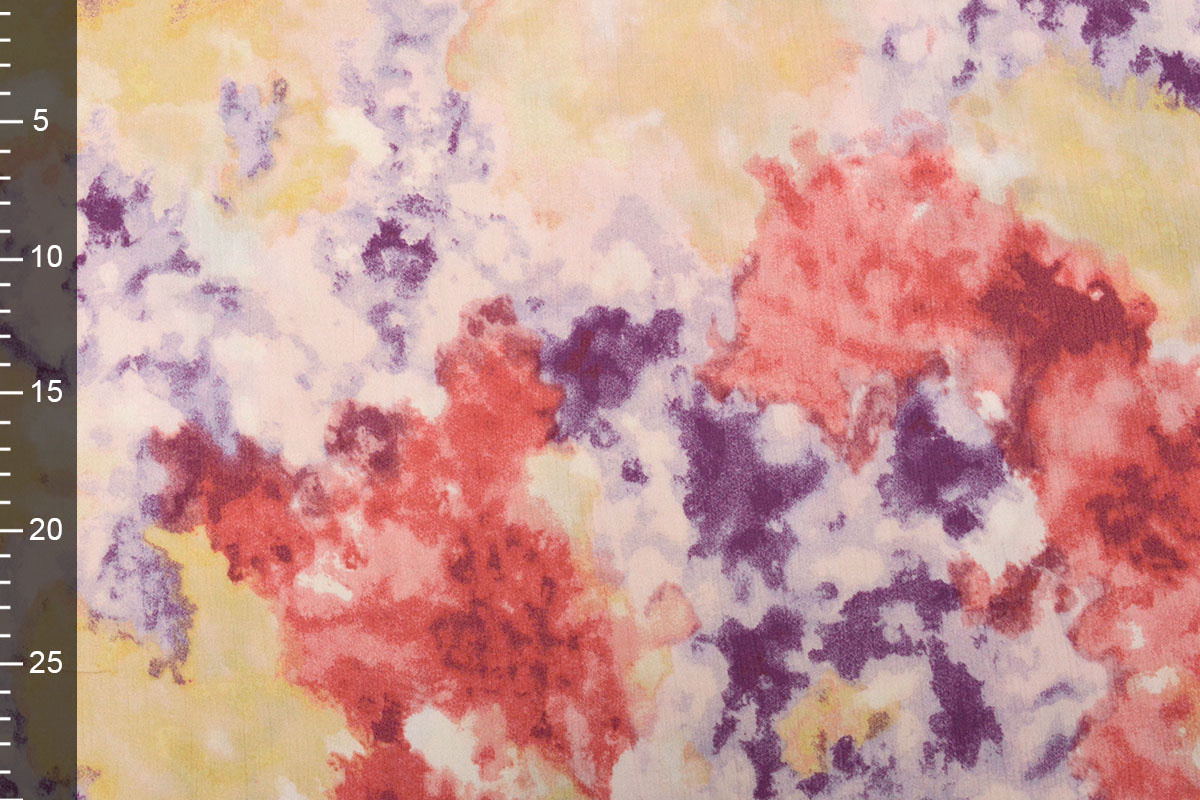 Crinkle Crêpe Bedrukt Watercolor Rood