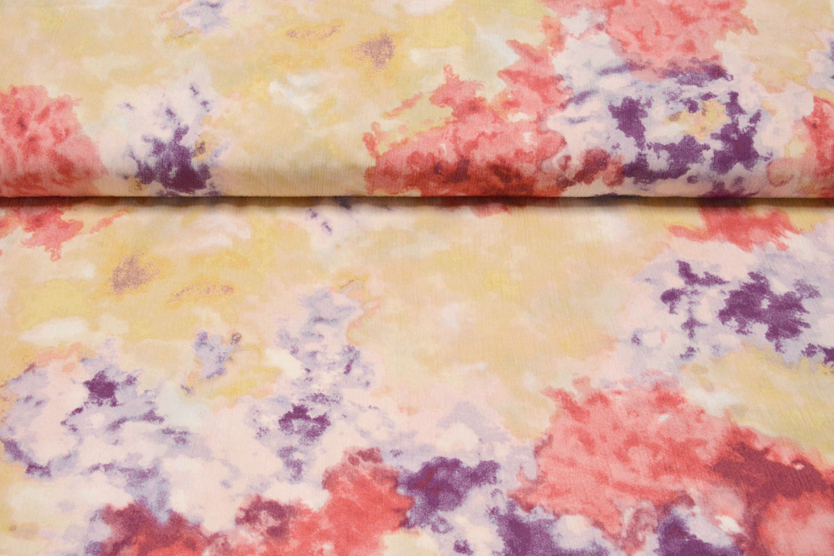 Crinkle Crêpe Bedruckt Watercolor Rot