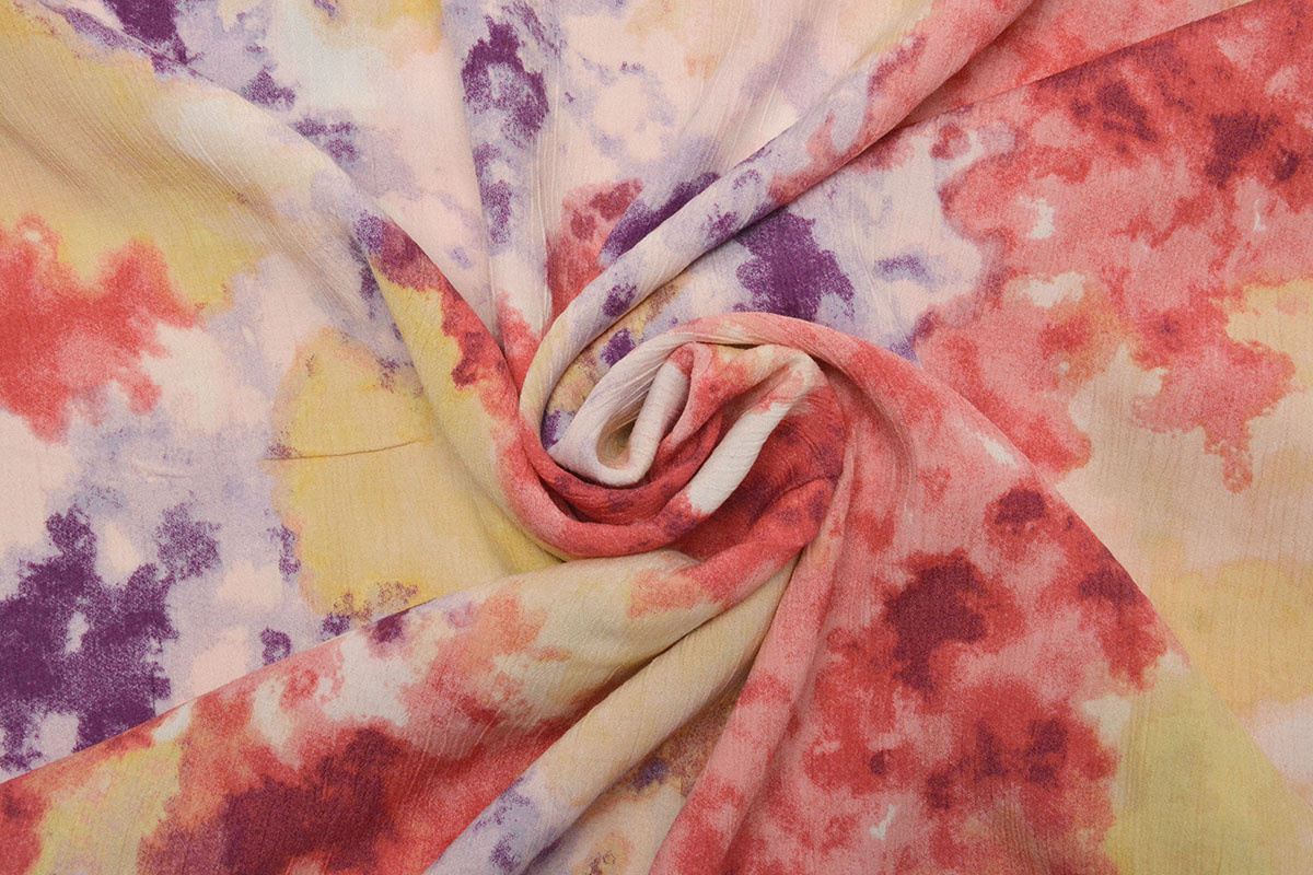 Crinkle Crêpe Bedruckt Watercolor Rot