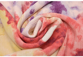 Crinkle Crêpe Bedrukt Watercolor Rood