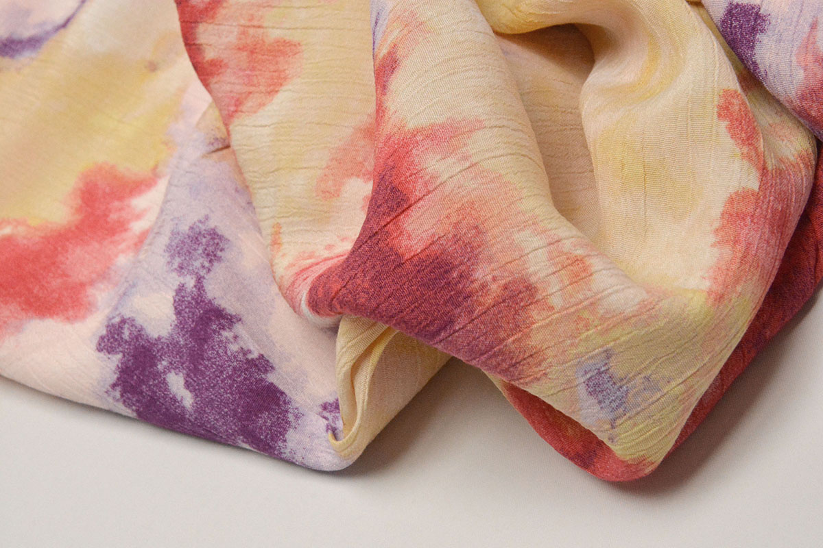 Crinkle Crêpe Bedrukt Watercolor Rood