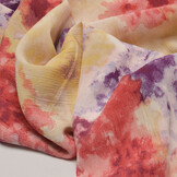 Crinkle Crêpe Printed Watercolor Red