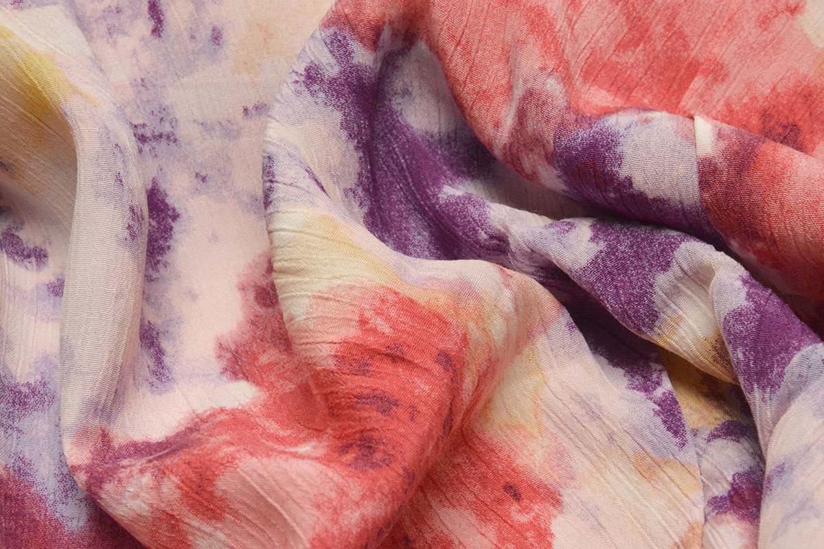 Crinkle Crêpe Bedrukt Watercolor Rood