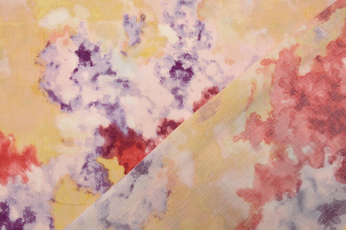 Crinkle Crêpe Bedrukt Watercolor Rood
