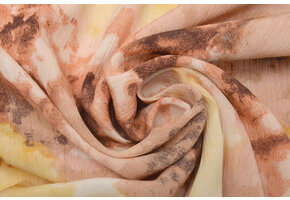 Crinkle Crêpe Printed Watercolor Yellow