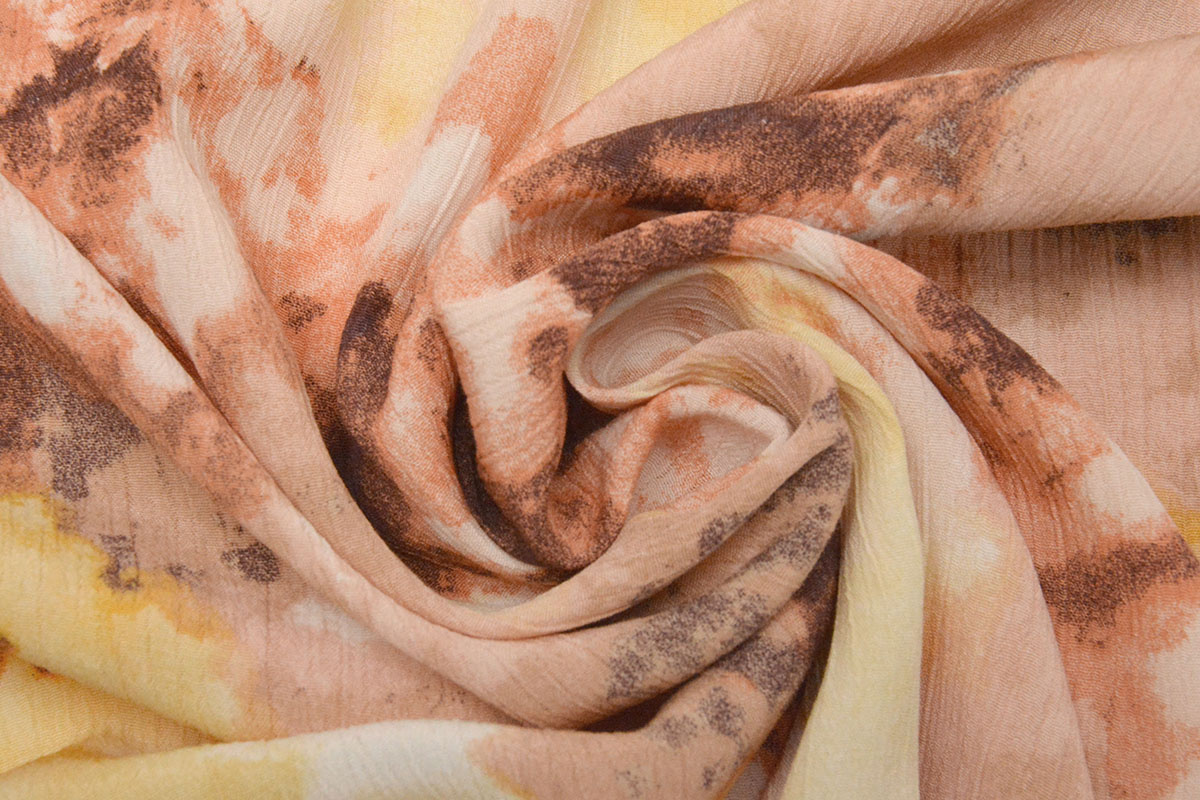 Crinkle Crêpe Bedrukt Watercolor Geel