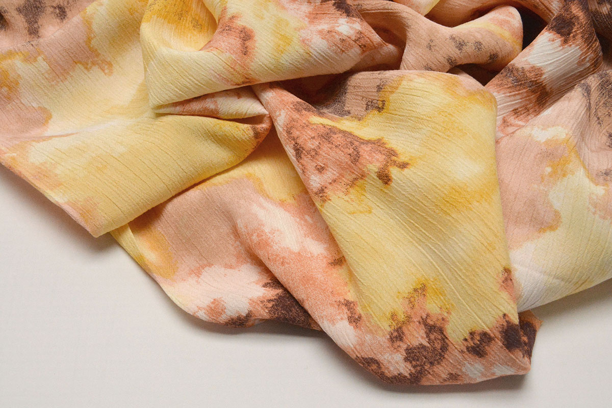 Crinkle Crêpe Bedrukt Watercolor Geel