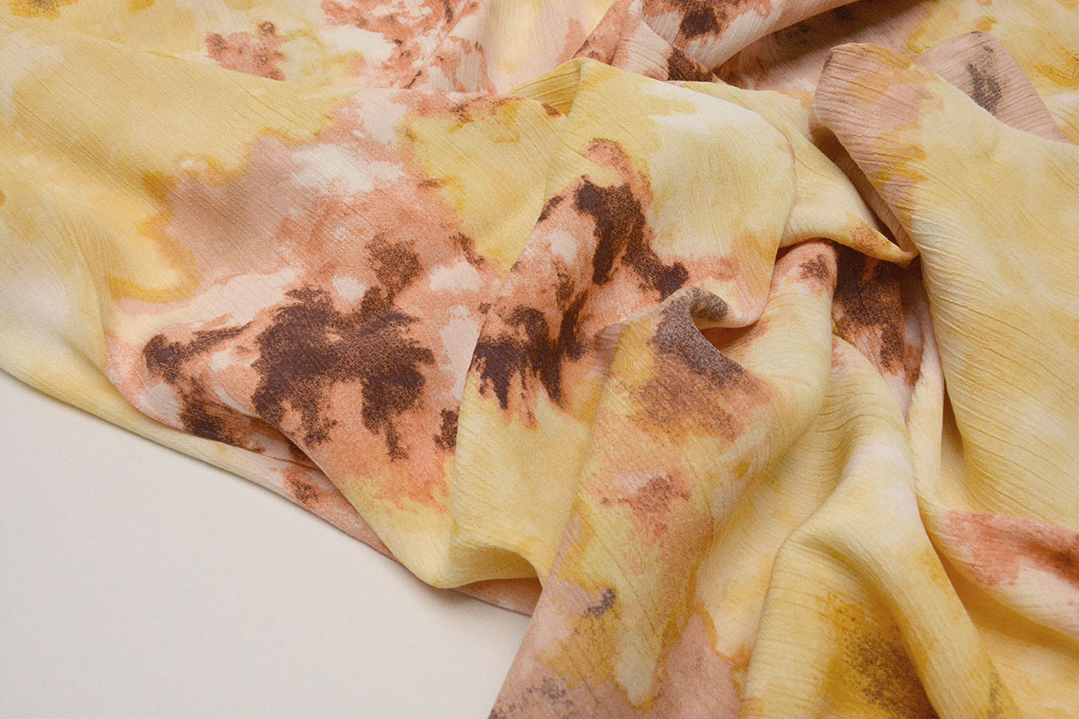 Crinkle Crêpe Bedrukt Watercolor Geel