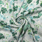 Crinkle Satin Printed Aisha Flowers Green