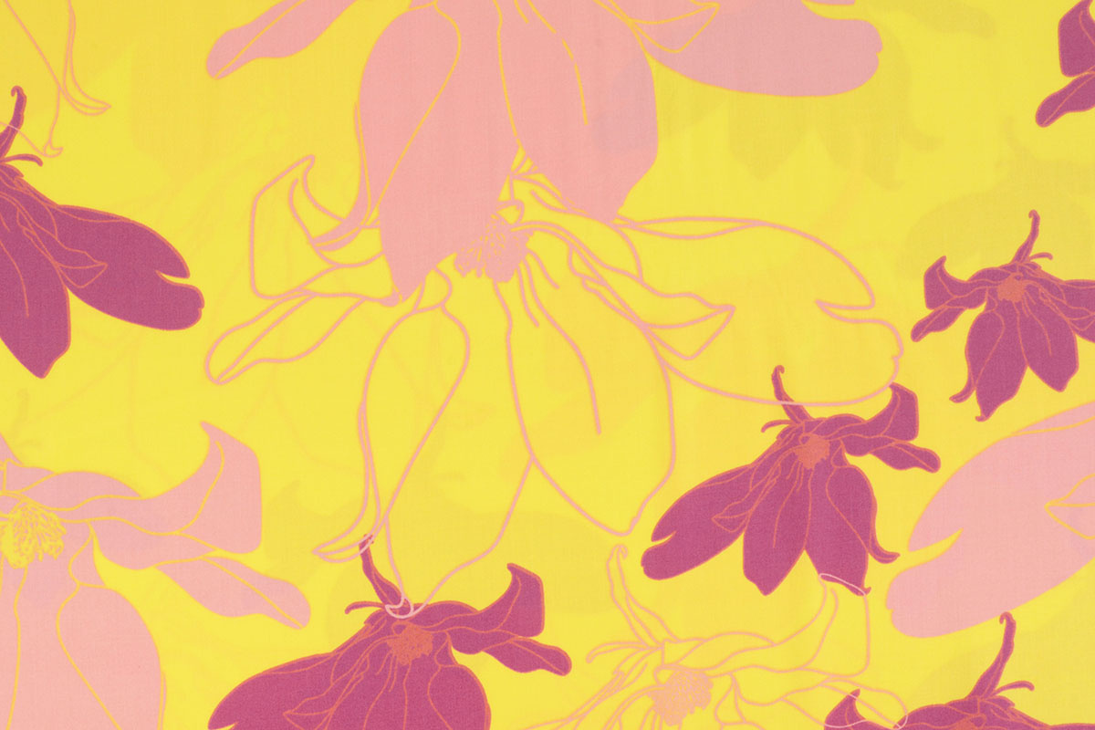 100% Viscose Annika Bloemen Geel