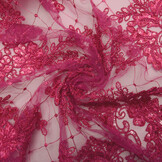 Mesh Geborduurd Pailletten Quenya Fuchsia