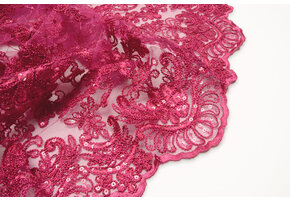 Netz Bestickt Pailletten Quenya Fuchsia