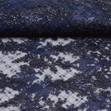 Mesh Geborduurd Pailletten Quenya Marine Blauw