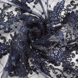 Mesh Geborduurd Pailletten Quenya Marine Blauw