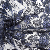 Mesh Embroidered  Sequins Quenya Navy Blue