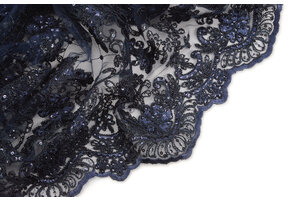 Mesh Geborduurd Pailletten Quenya Marine Blauw