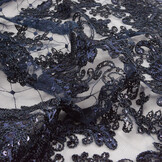Mesh Embroidered  Sequins Quenya Navy Blue