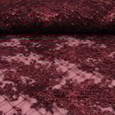Mesh Geborduurd Pailletten Quenya Wijnrood