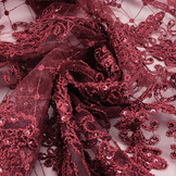 Mesh Embroidered  Sequins Quenya Wine Red