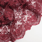 Mesh Embroidered  Sequins Quenya Wine Red