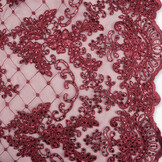 Mesh Embroidered  Sequins Quenya Wine Red