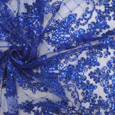 Mesh Geborduurd Pailletten Quenya Koningsblauw