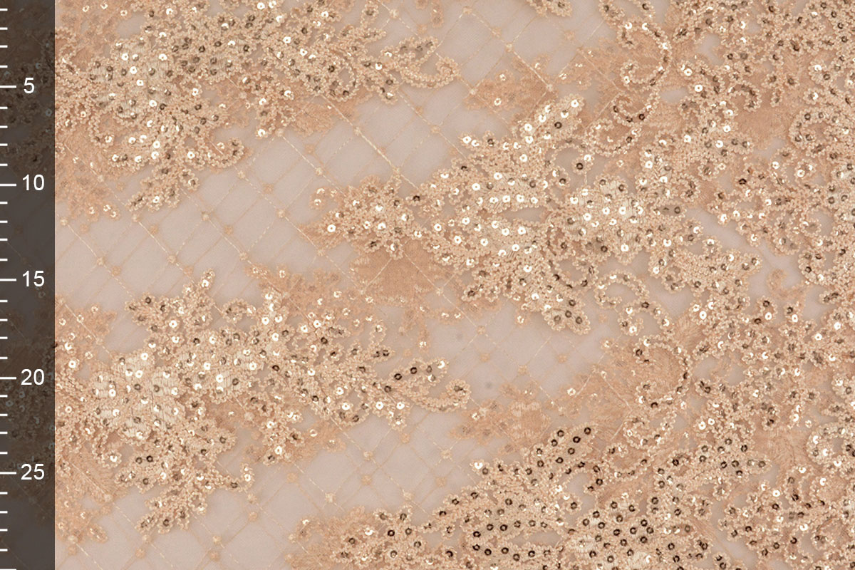 Mesh Embroidered Sequins Quenya Champagne