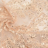 Netz Bestickt Pailletten Quenya Champagne