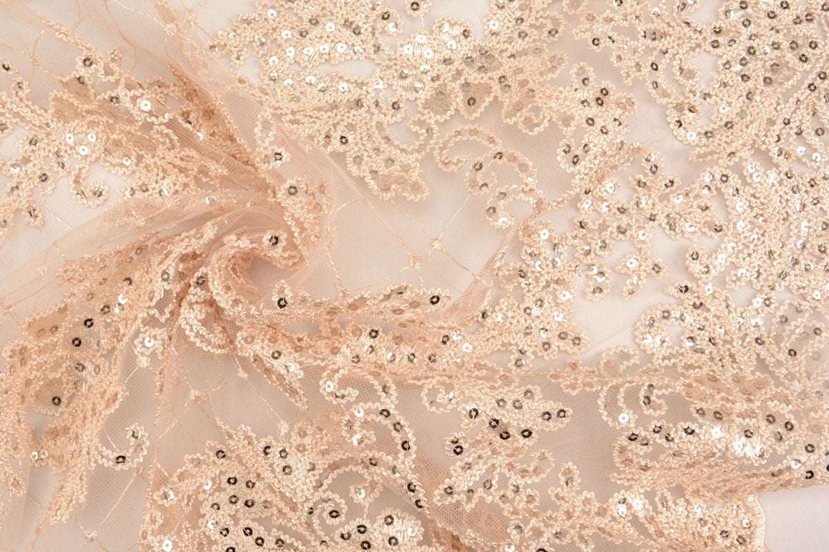 Mesh Embroidered Sequins Quenya Champagne