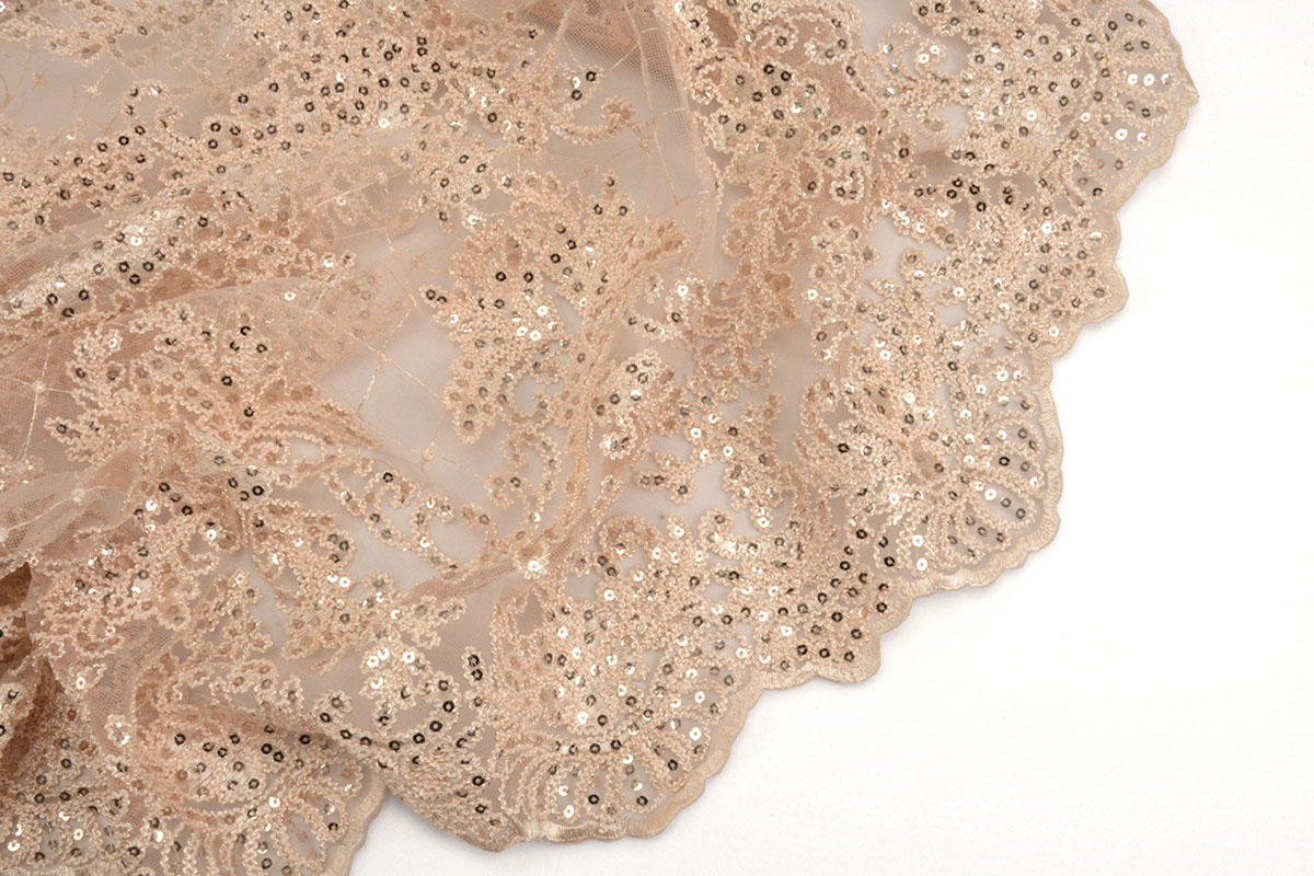 Mesh Embroidered Sequins Quenya Champagne