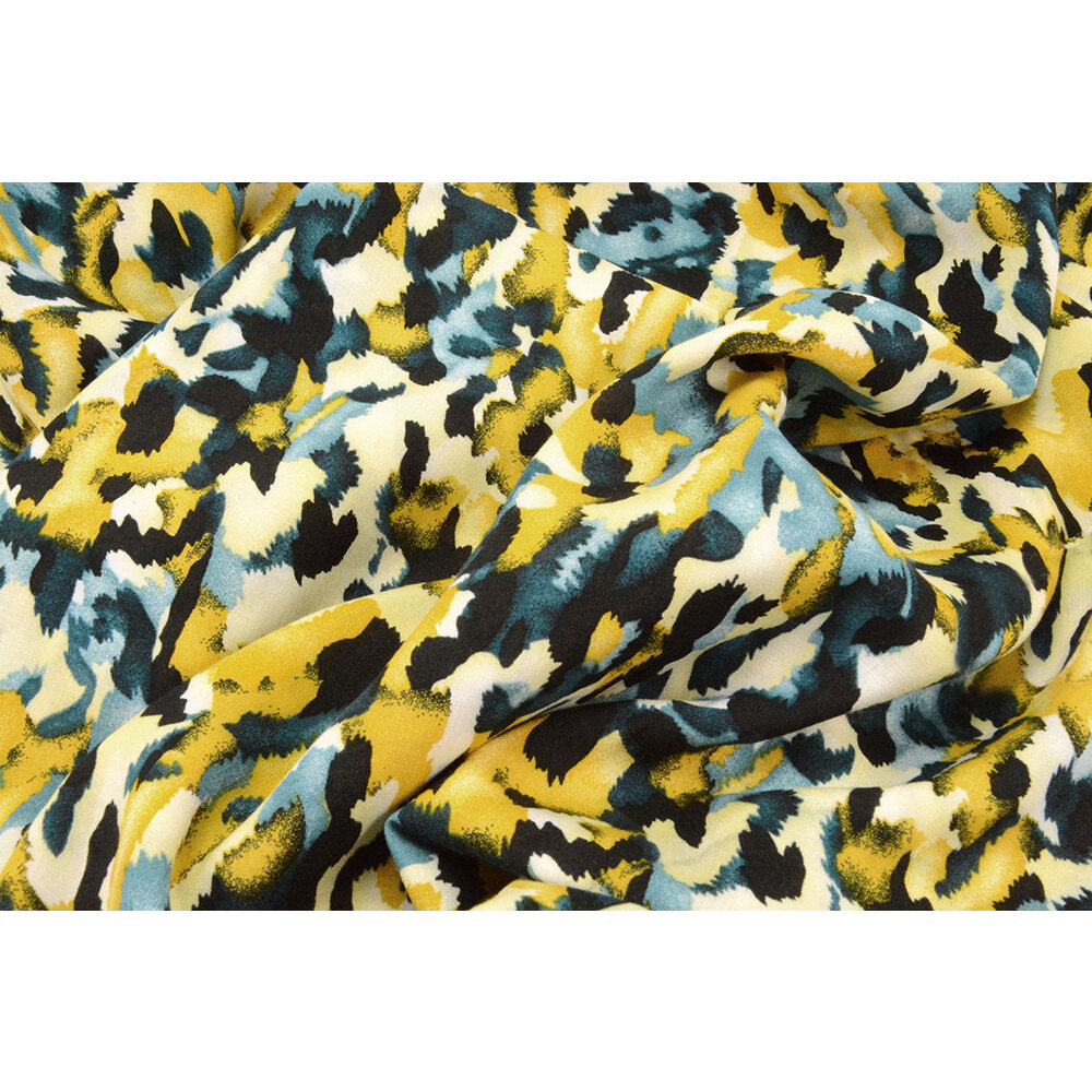 100 Viskose Mavara Petrol Gelb YES Fabrics