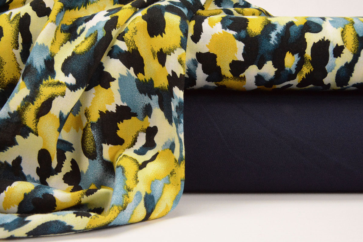 100% Viscose Mavara Petrol Yellow
