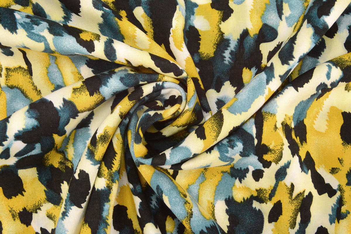 100% Viscose Mavara Petrol Geel