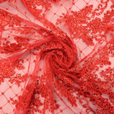 Mesh Embroidered  Sequins Quenya Red