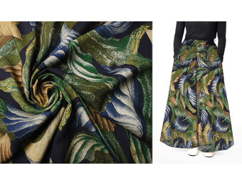 100% Viscose Bustani Leaves Multi 1