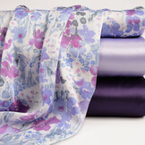 Crinkle Satijn Bedrukt Aisha Bloemen Paars