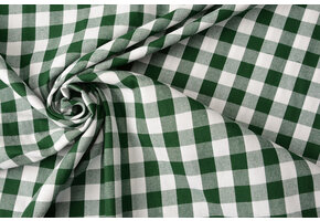 Gingham Check Cotton Curtain Fabric - Green - Buy Online