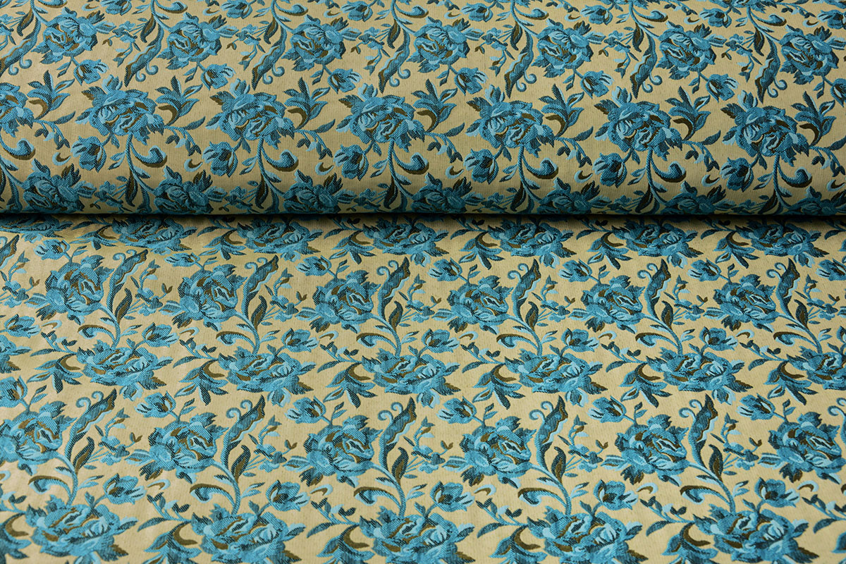Jacquard Brokat Stoffe Constance Aqua