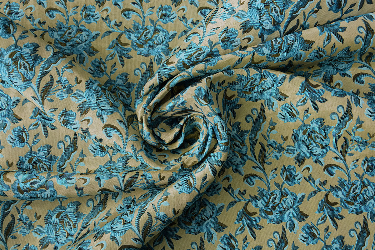 Jacquard Brokat Stoffe Constance Aqua