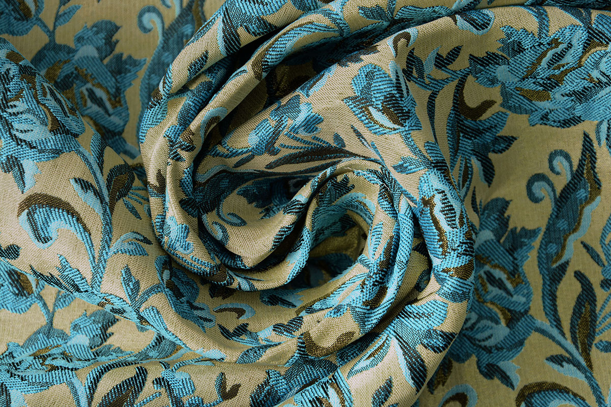 Jacquard Brokat Stoffe Constance Aqua
